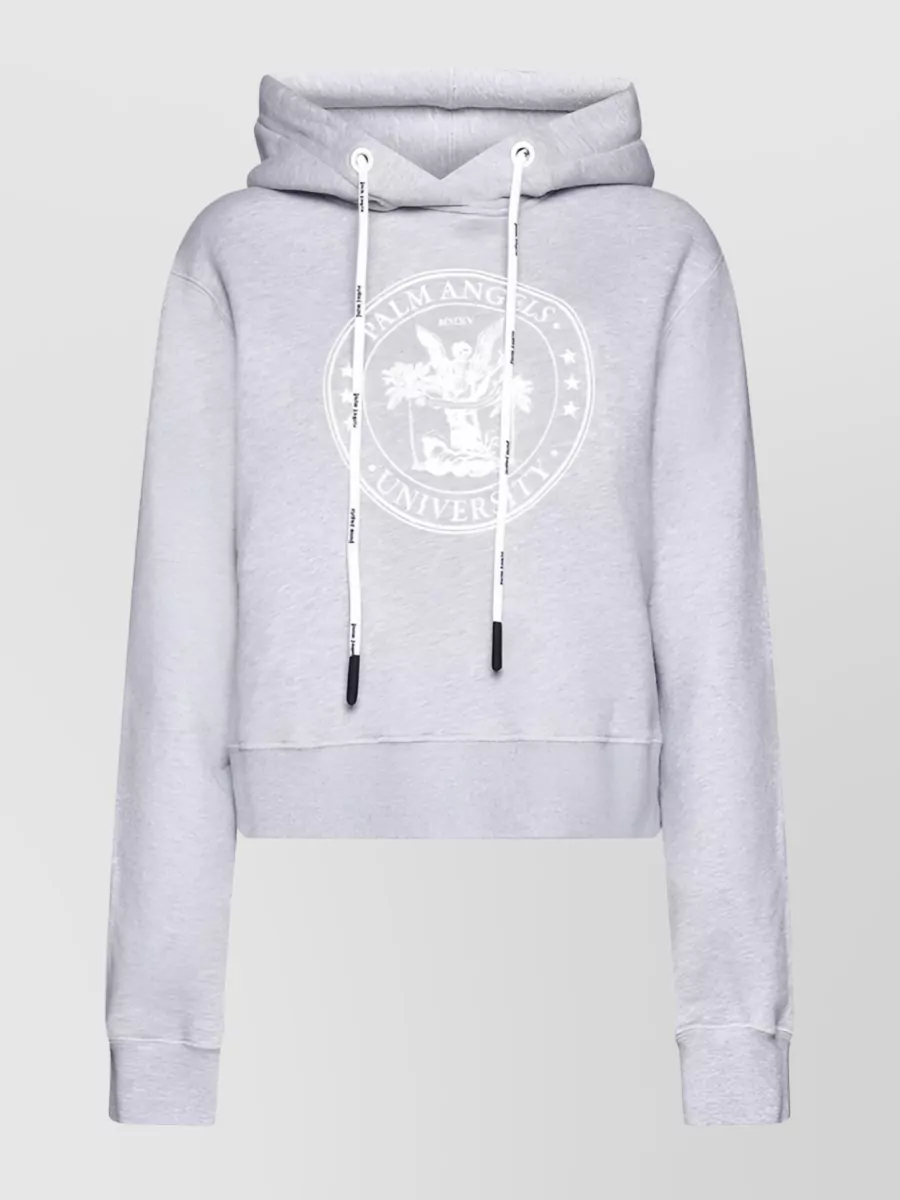 Shop Palm Angels College Classic Logo Hoodie In White
