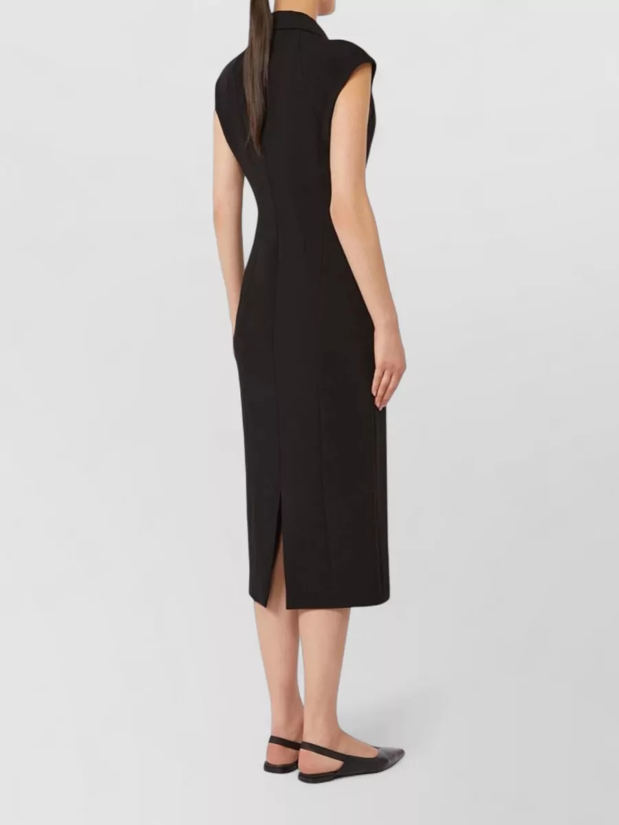S Max Mara Cap Sleeve Fitted Midi Length Dress