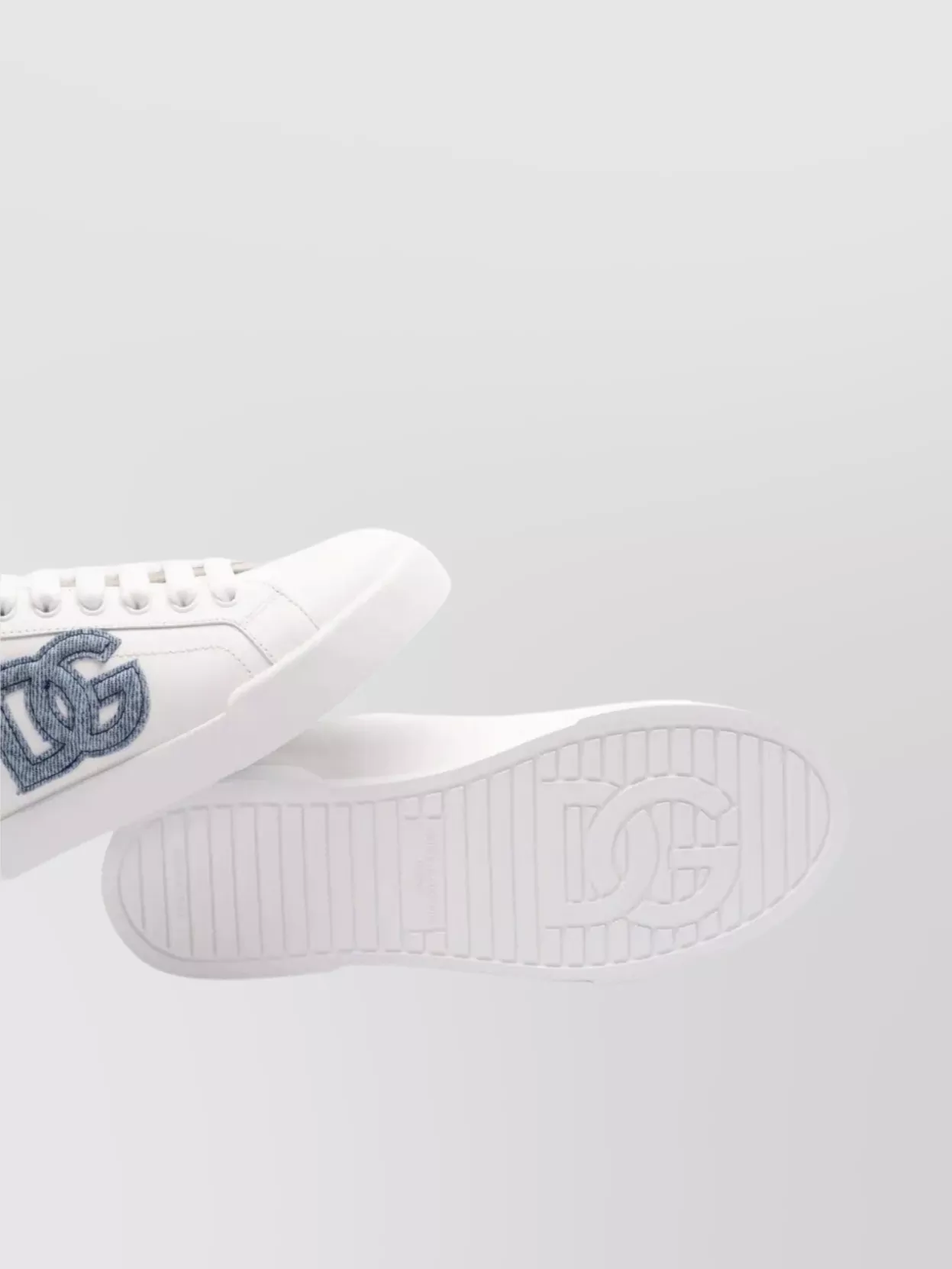 DOLCE & GABBANA LOW-TOP LEATHER SNEAKERS DENIM DETAILING