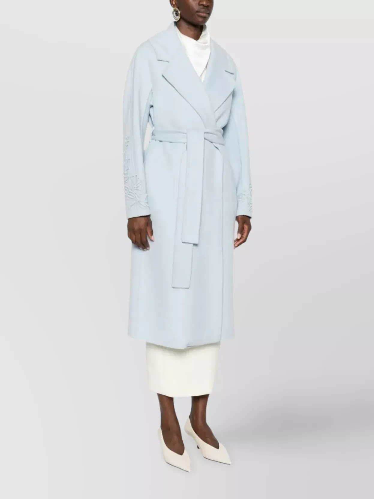 Ermanno Firenze Belted Coat With Notched Lapels And Pockets