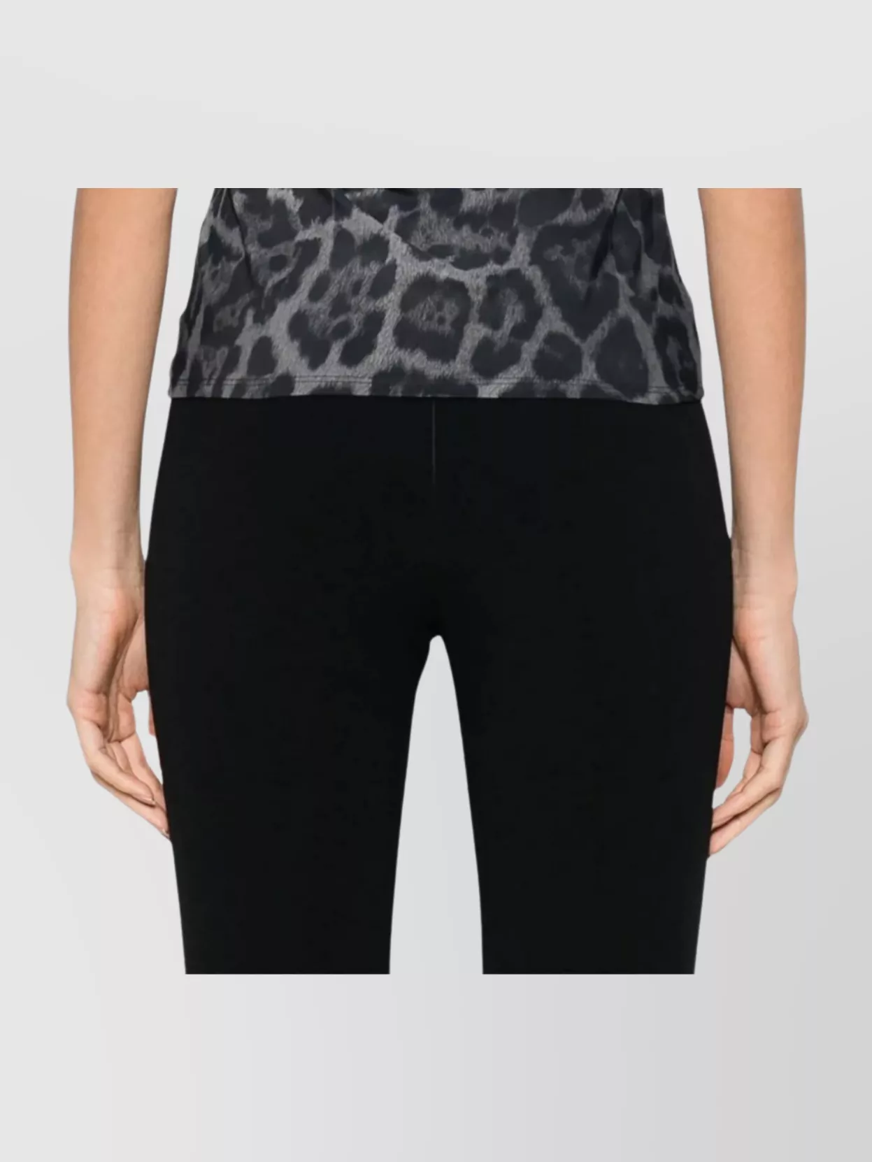 Stella Mccartney Leopard Print Short Sleeve Top With Classic Crew Neck In Blue