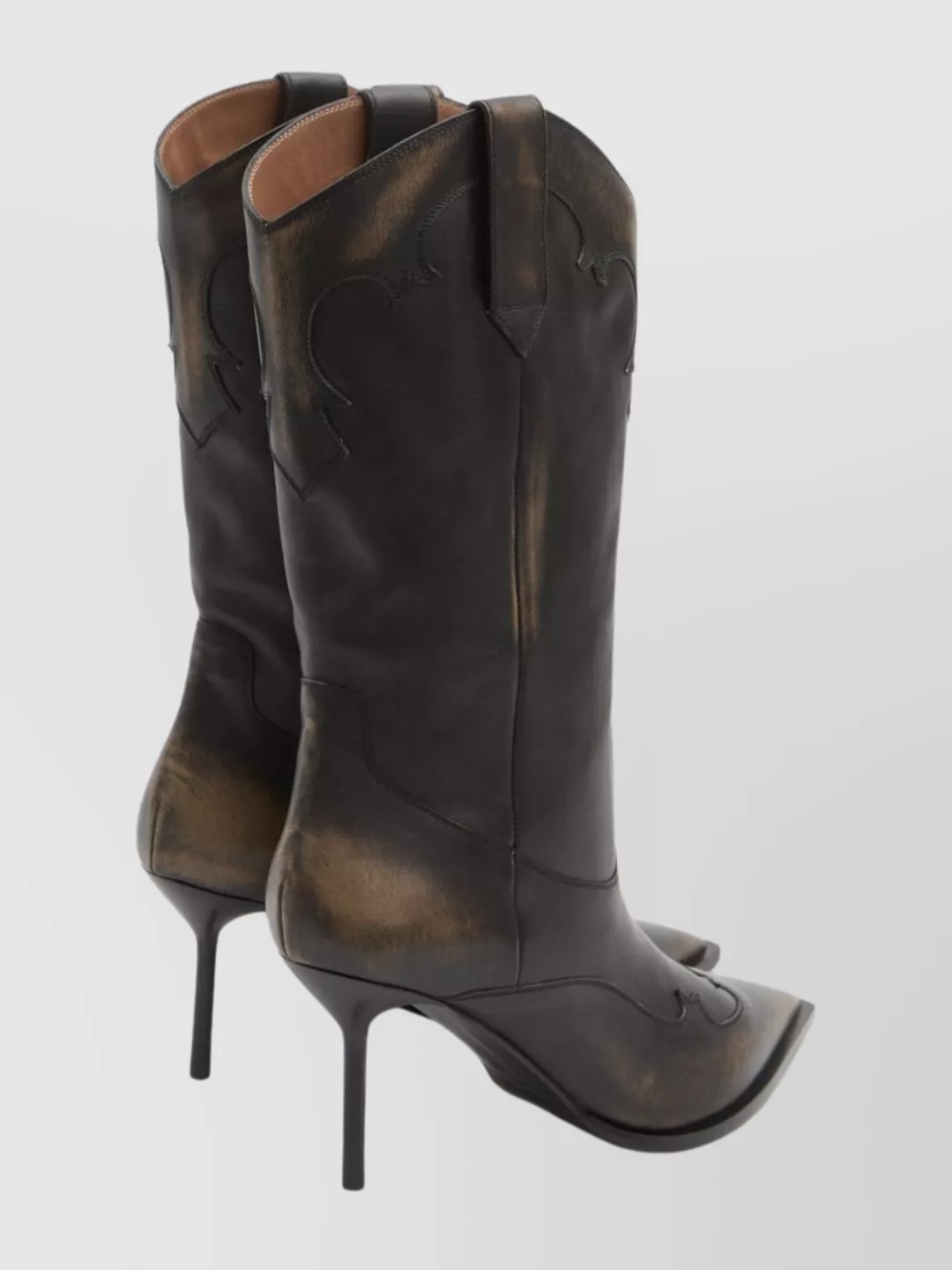 Paris Texas Western Inspired Mid-calf Stiletto Boots In Animal Print