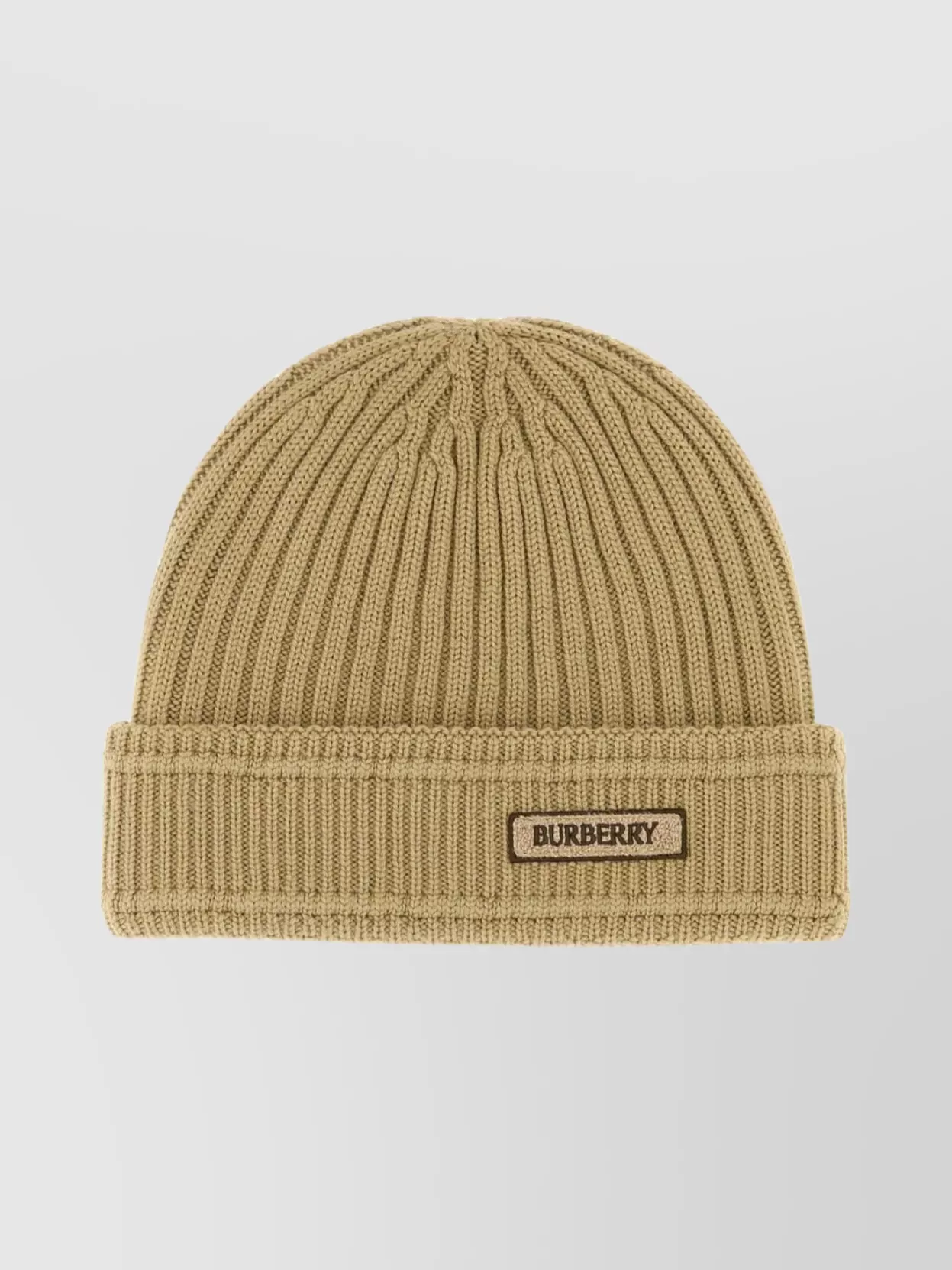 Burberry Wool Beanie With Folded Cuff And Ribbed Texture