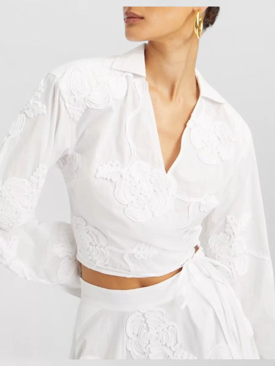 Rotate Cotton Long-Sleeve Wrap Shirt