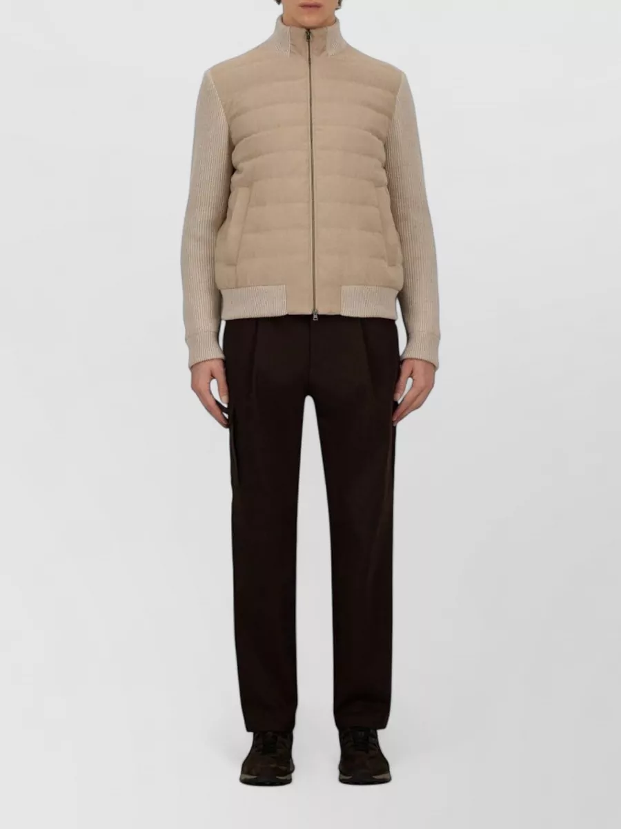Herno Down High Collar Long-Sleeve Ribbed Puffer Jacket