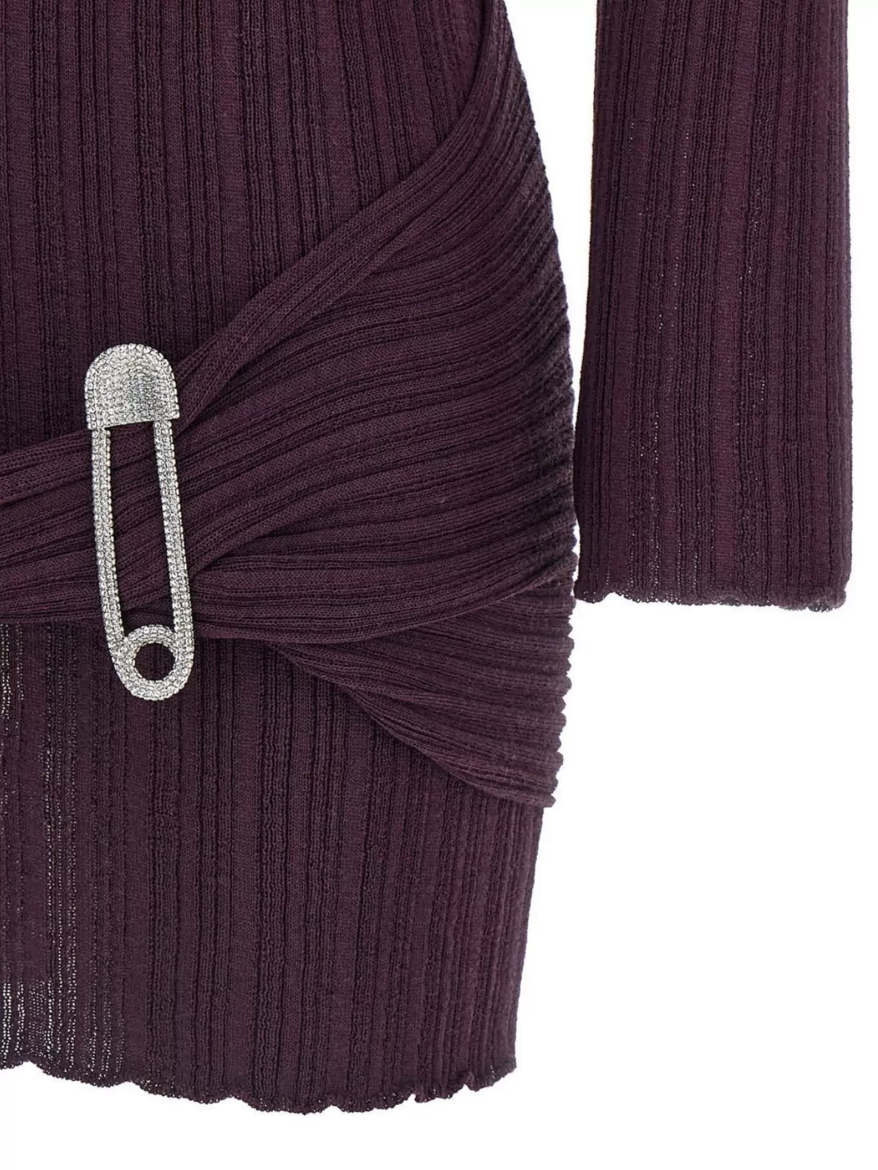 Giuseppe Di Morabito Brooch Detail High Neckline Ribbed Dress