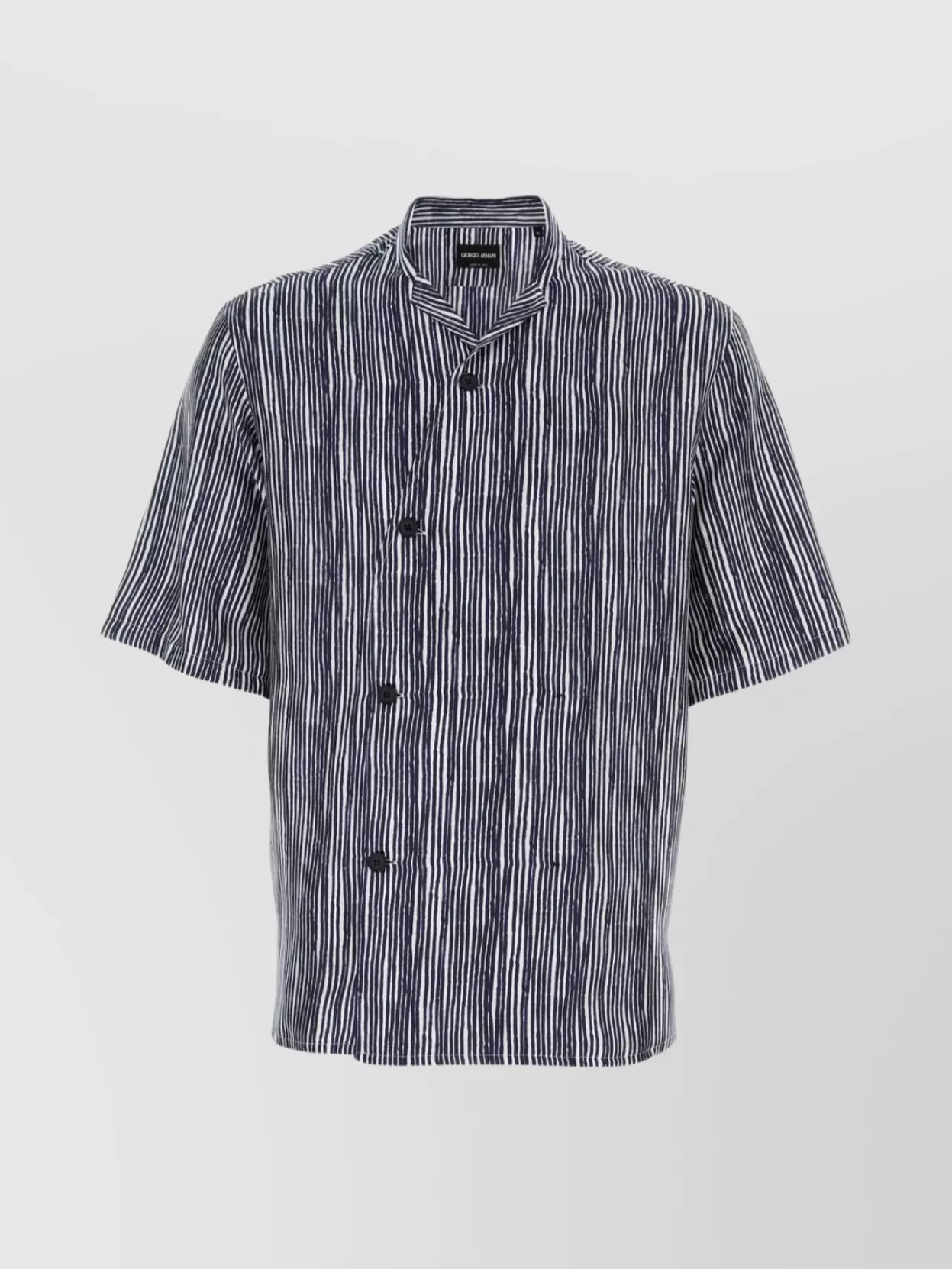 Shop Giorgio Armani Embroidered Stripes Satin Shirt
