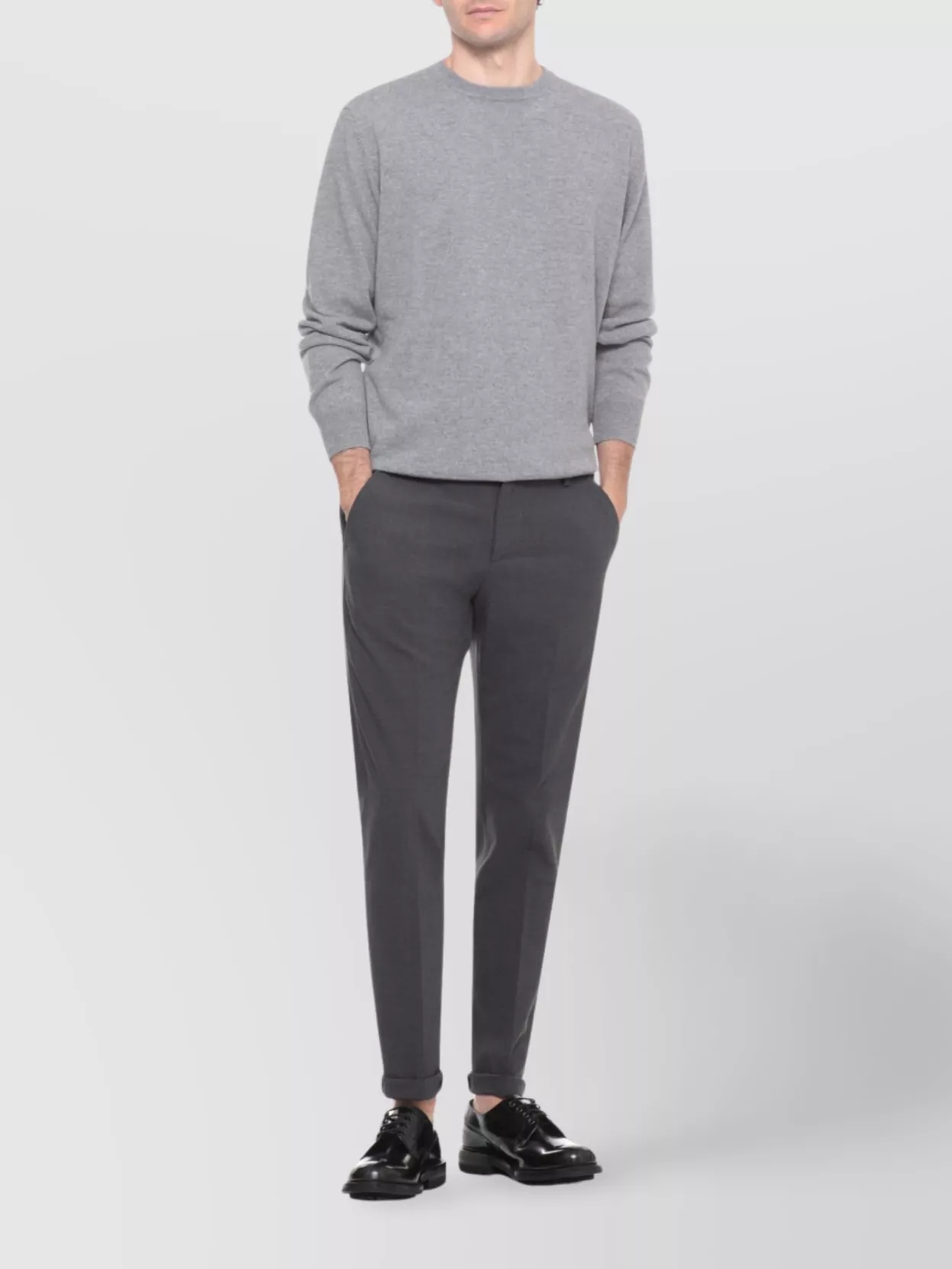 Dondup Straight Leg Wool Blend Trousers With Pockets