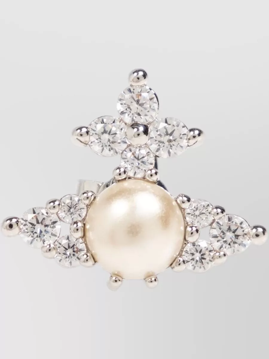 Vivienne Westwood Crystal And Faux Pearl Stud Earrings Pair