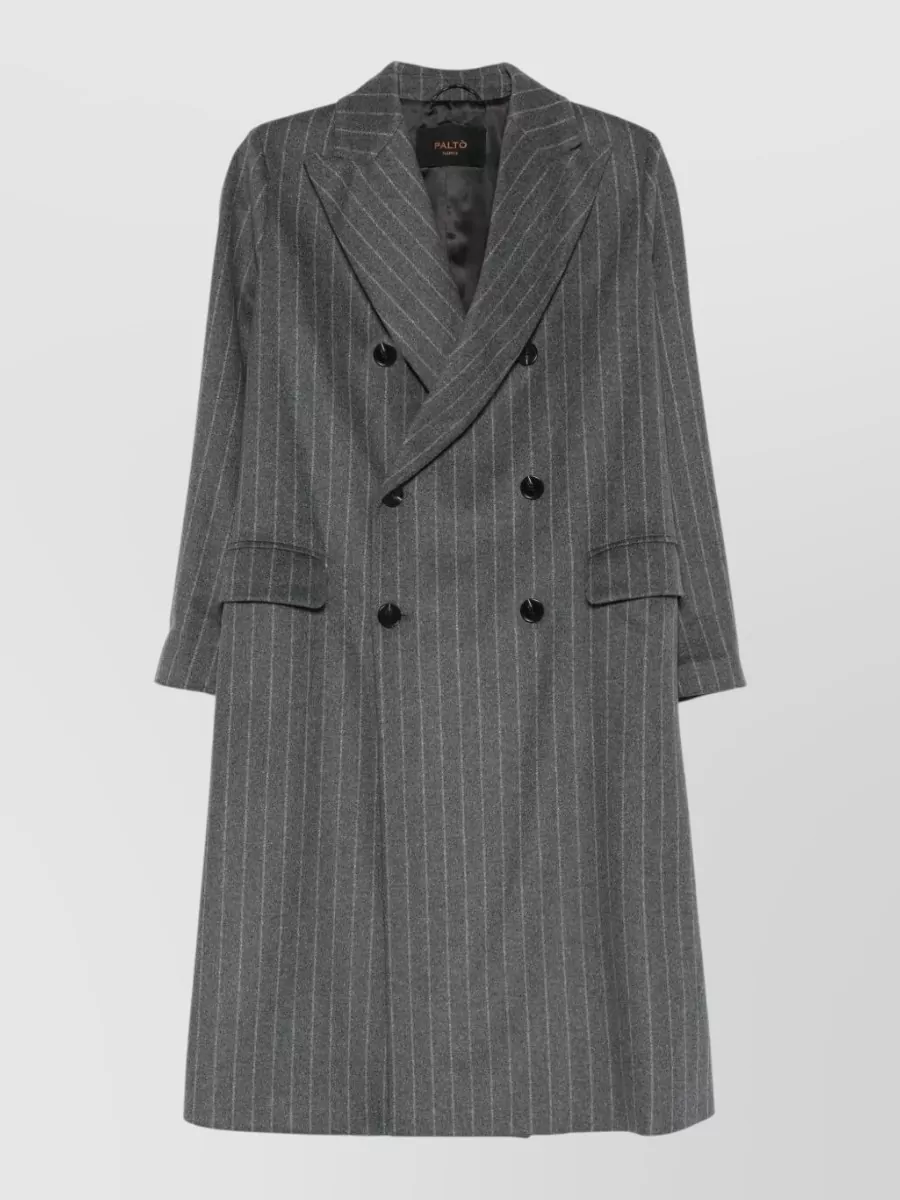 Paltò Pinstripe wool double-breasted coat