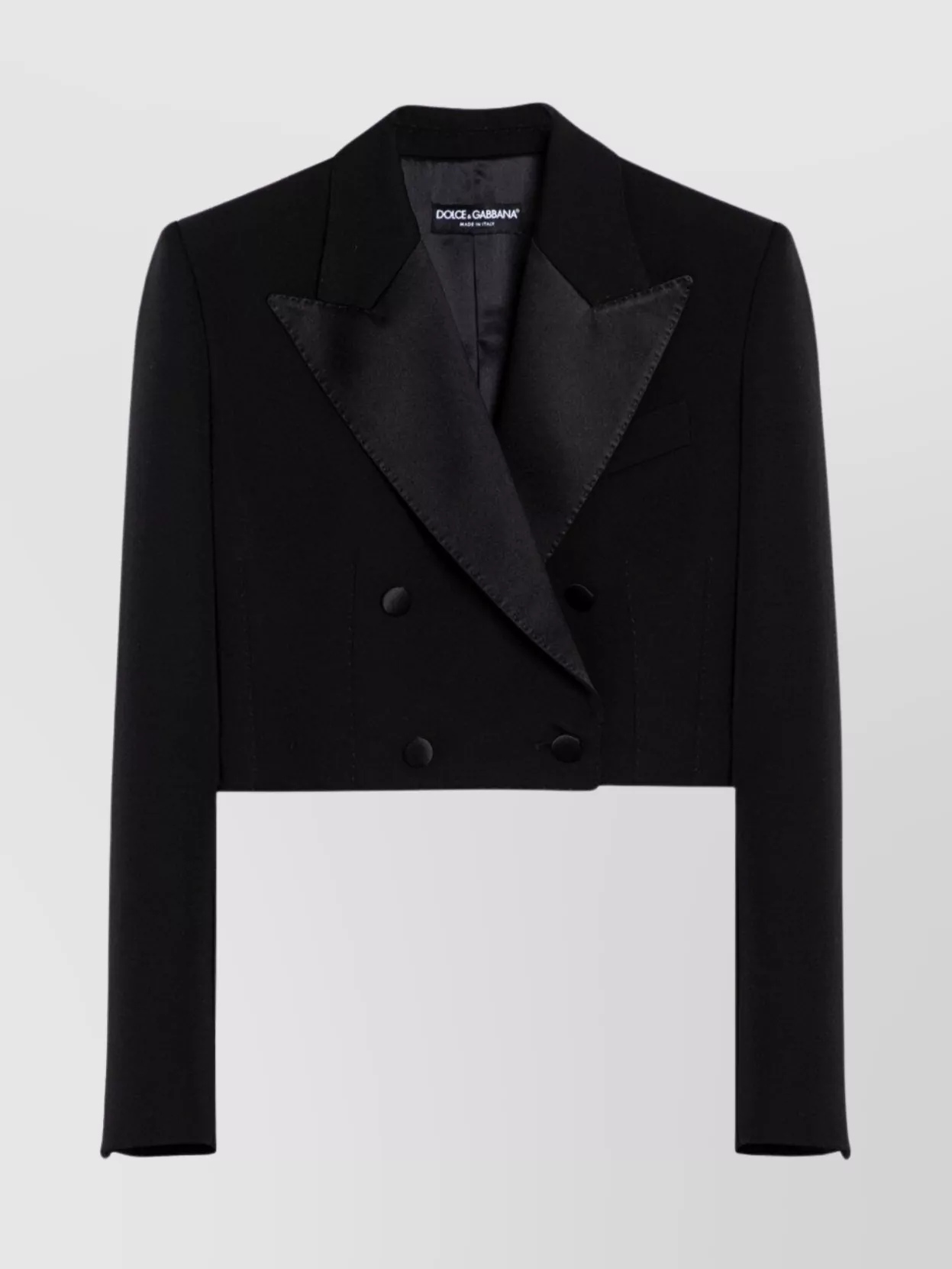Dolce & Gabbana Wool Gabardine Tuxedo Spencer Cropped Length In Black