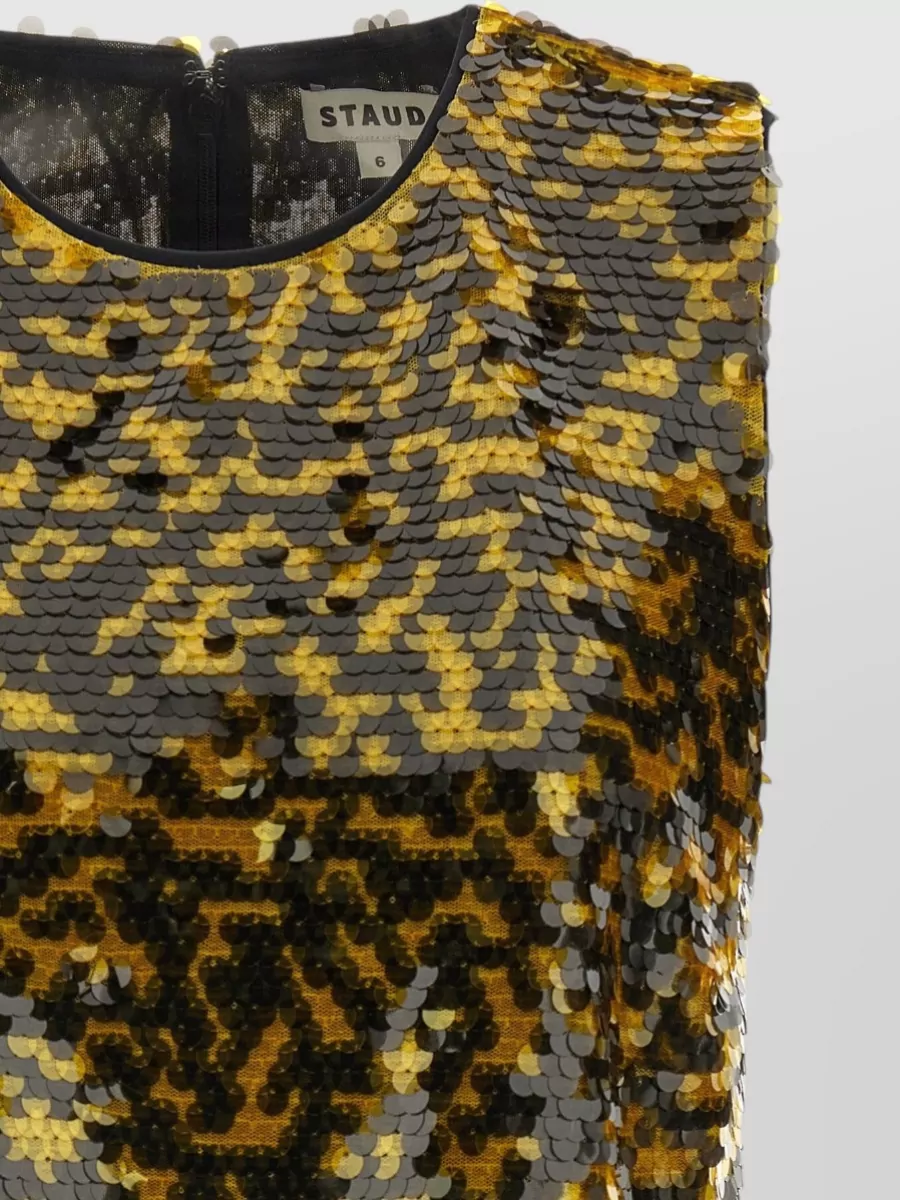 Staud Sequined Cropped Square-Neck Top