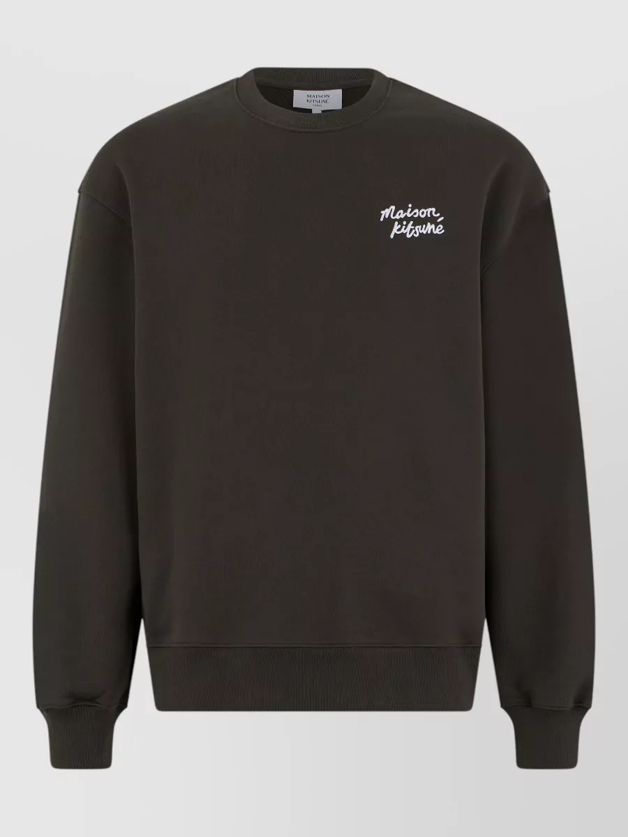 Maison Kitsuné organic cotton logo-print crew-neck sweatshirt