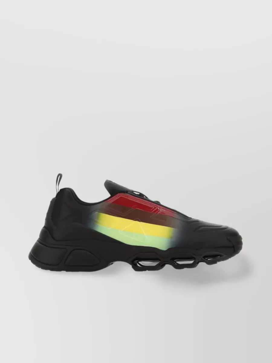 Shop Prada Cross Trainers With Moulded Sole And Iridescent Panels In Black