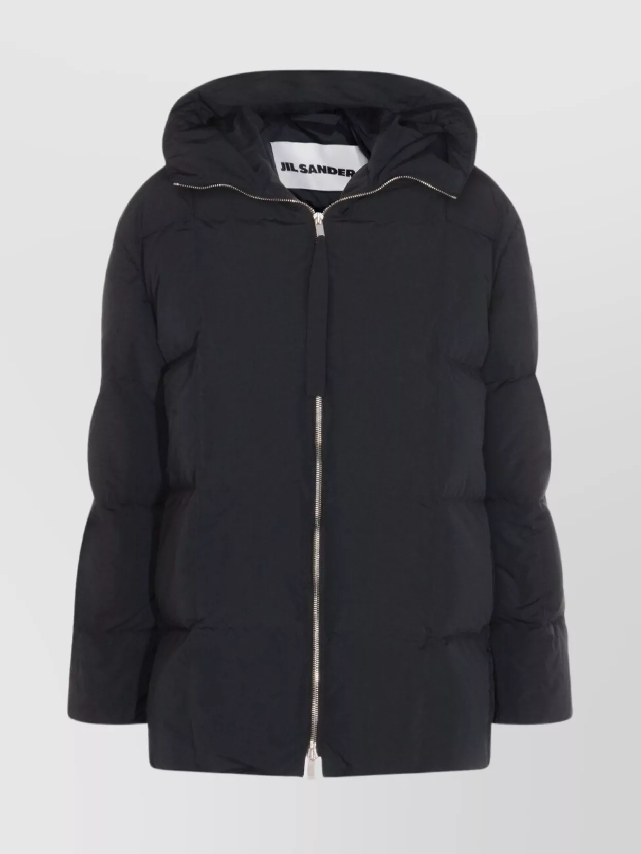 Jil Sander Hooded Long Padded Quilted Jacket In Black