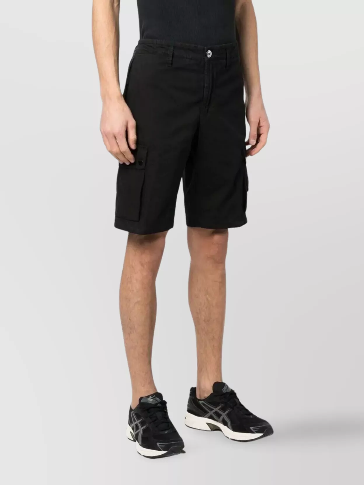 Stone Island Aged Cotton Cargo Bermuda Shorts