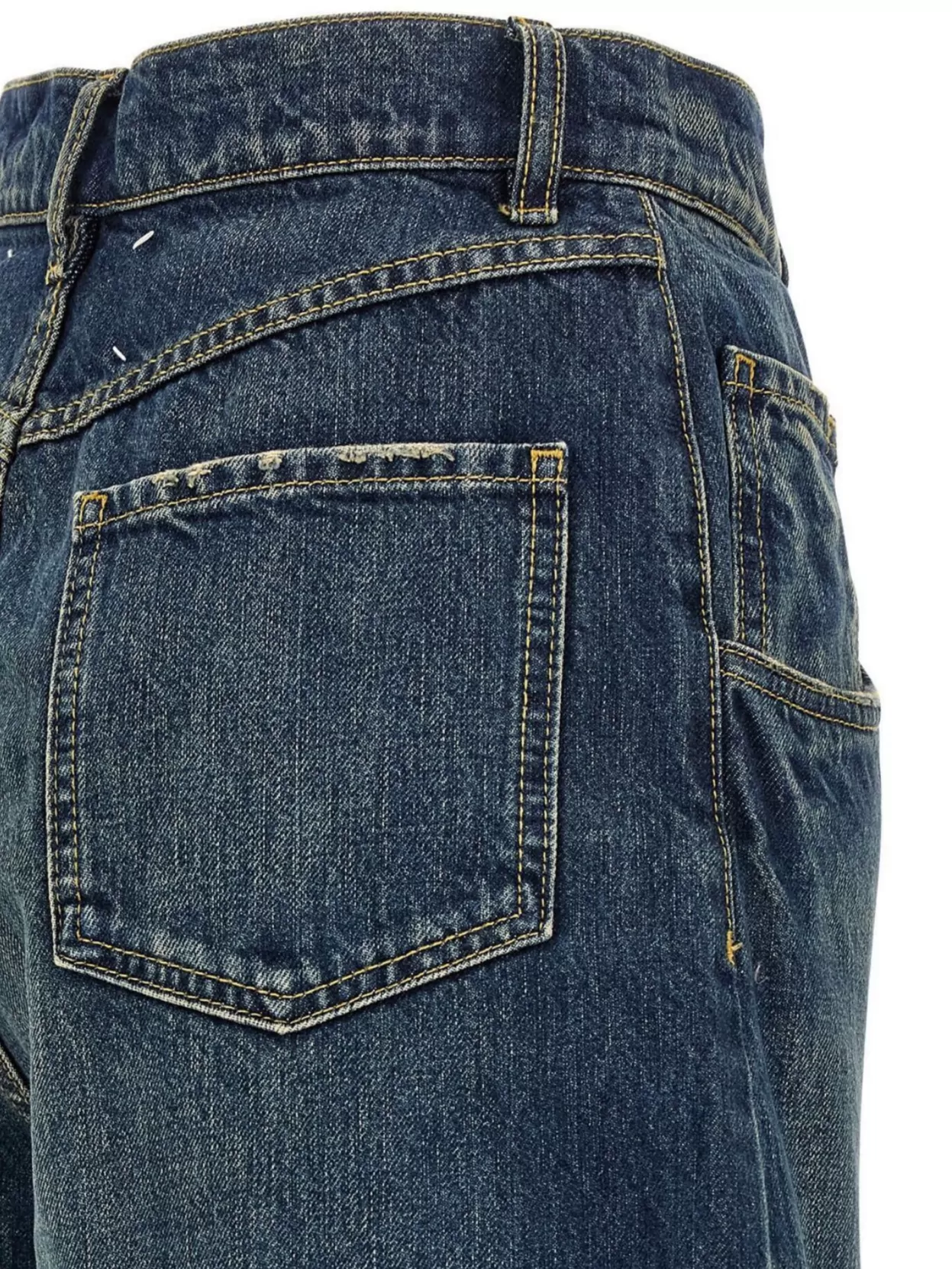 Maison Margiela High-Waisted Distressed Five-Pocket Denim Trousers