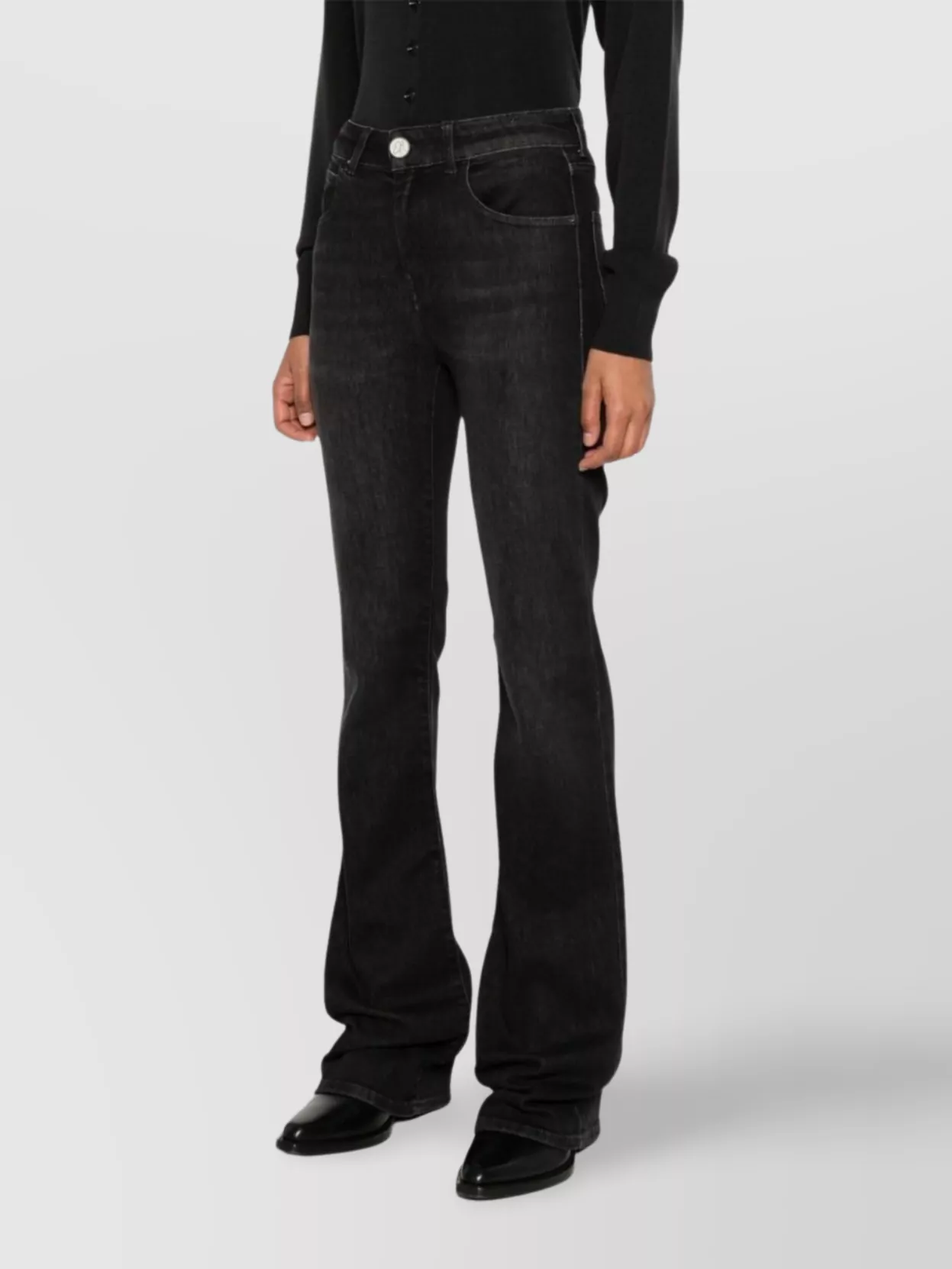 Emporio Armani Flared Stretch-Cotton Trousers Belt Loops