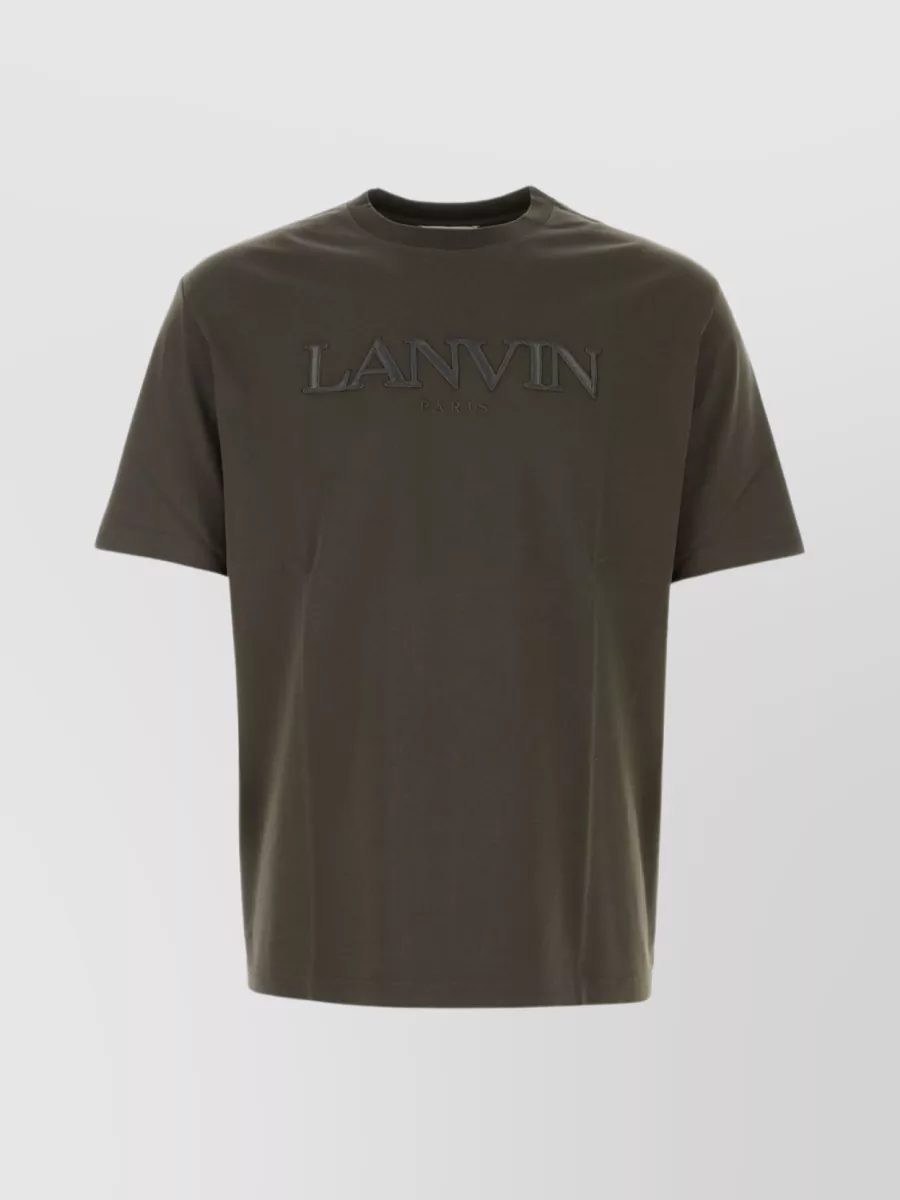 Shop Lanvin Crew-neck Logoed Cotton T-shirt In Brown