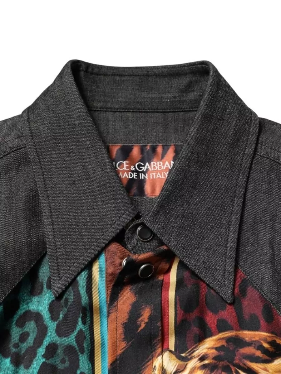 Dolce&Gabbana Silk Tiger Leopard Print Shirt
