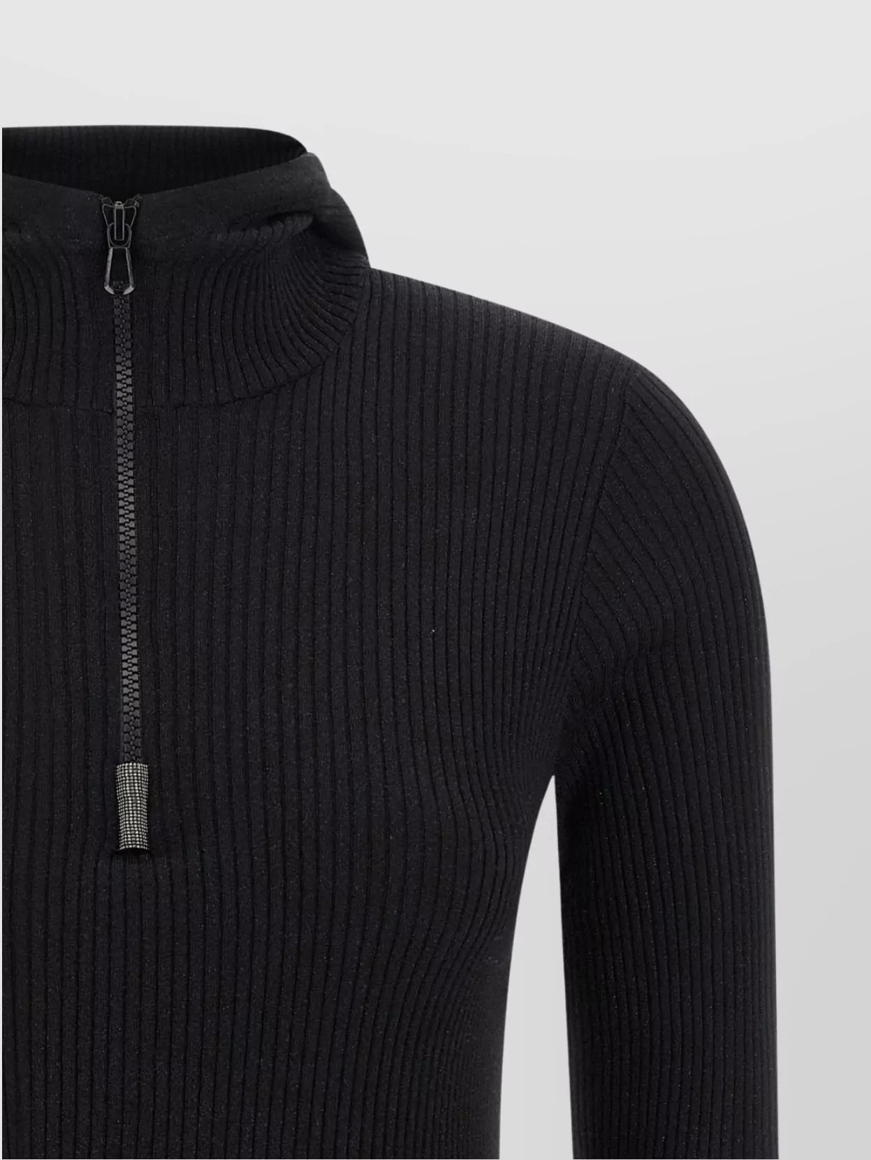Brunello Cucinelli Knit Sweater Hood Ribbed Texture