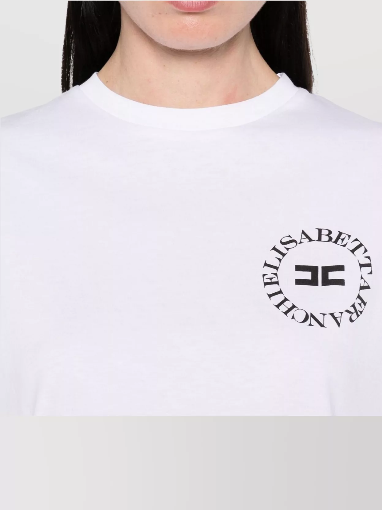 Elisabetta Franchi Cropped Logo-Print Crew Neck T-Shirt