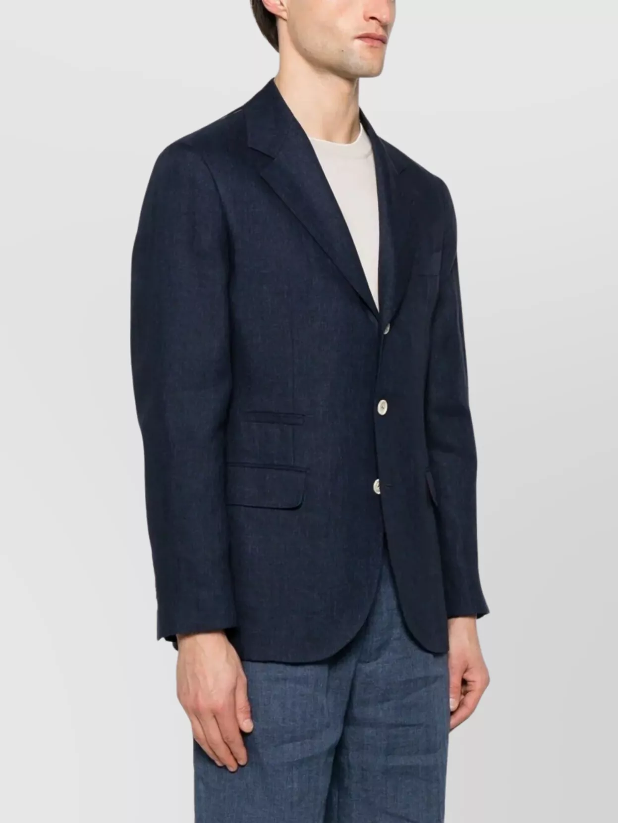 Brunello Cucinelli Single-breasted Deconstructed Jacket Flap Pockets In Blue