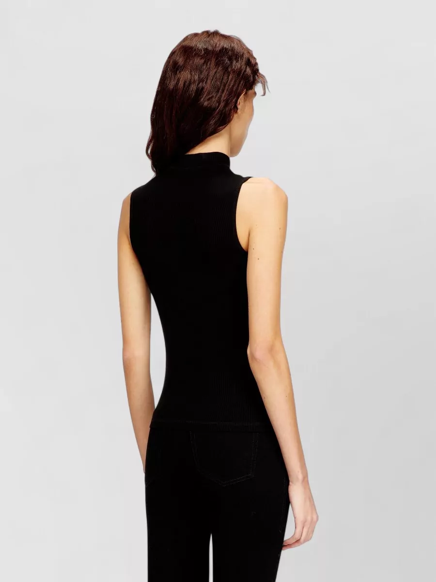 Diesel Ribbed Mock Neck Sleeveless Tank Top
