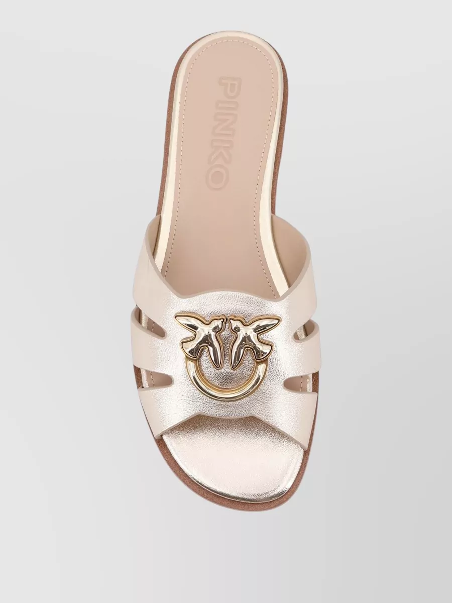 Pinko Sandals Open Toe Flat Sole Metallic Finish