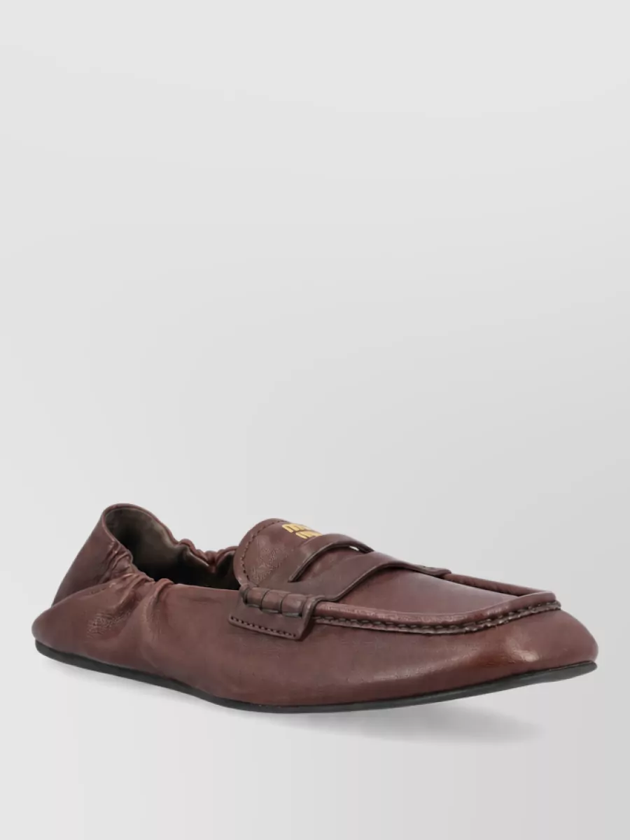 Miu Miu leather gathered loafers