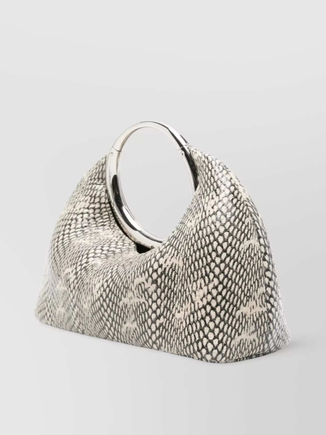 Jacquemus Calino Snakeskin Metallic Handle Clutch