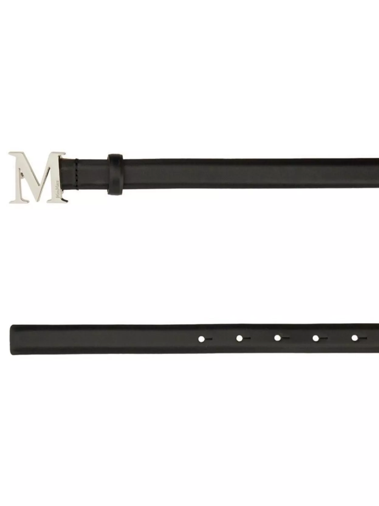 Max Mara Adjustable Leather Belt Metallic Buckle In Black
