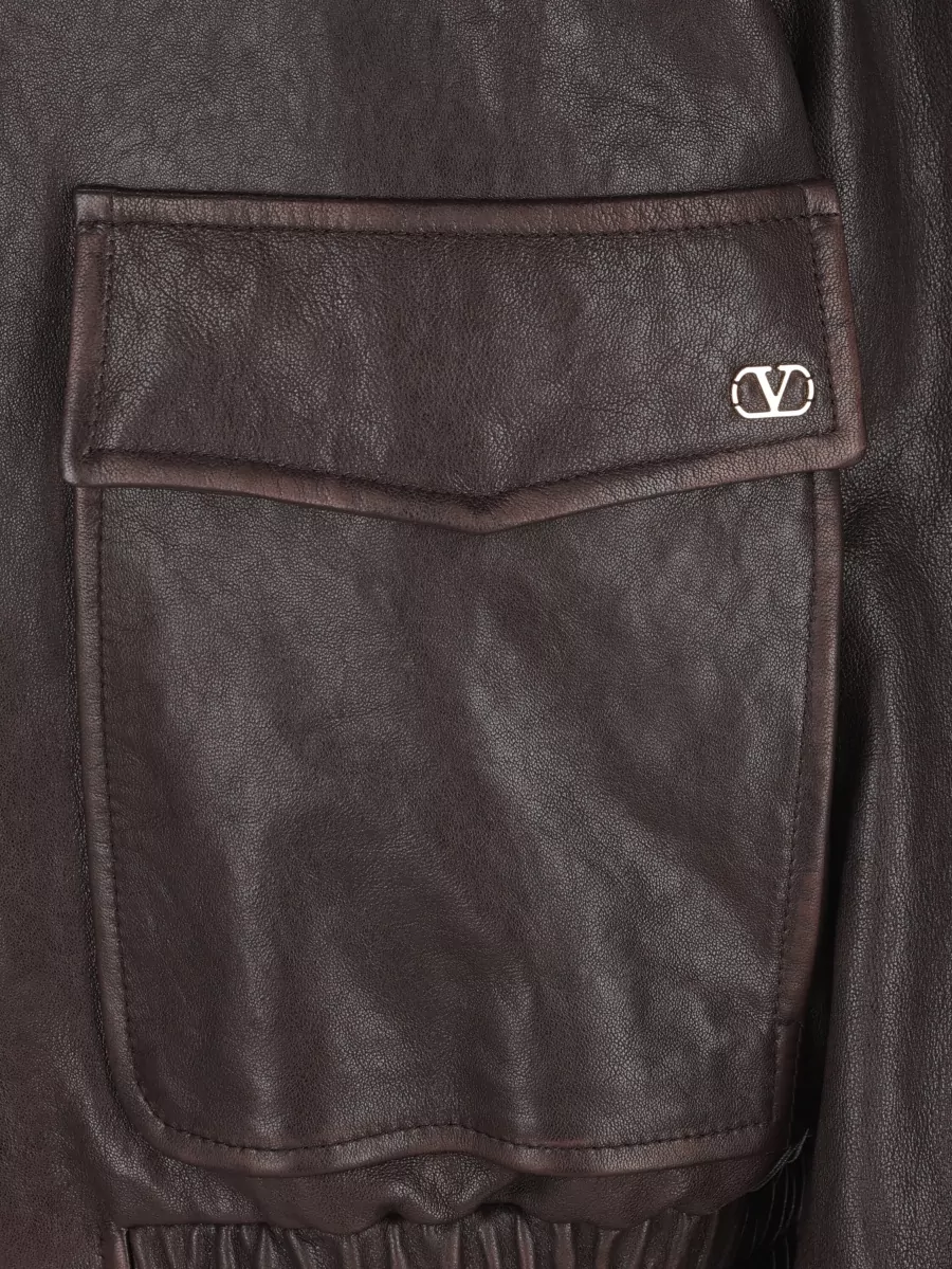 Valentino Garavani Leather Shearling Bomber Jacket