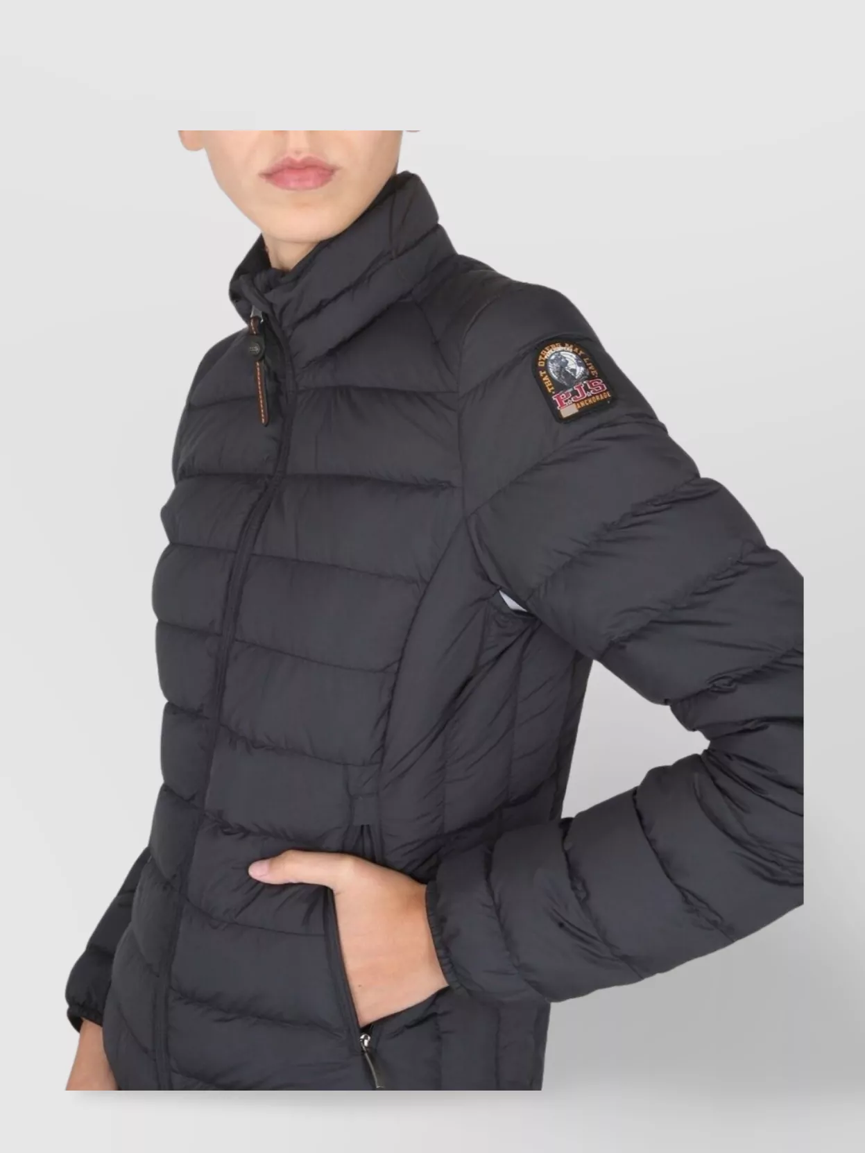 Shop Parajumpers Puffer Jacket With High Collar And Side Pockets