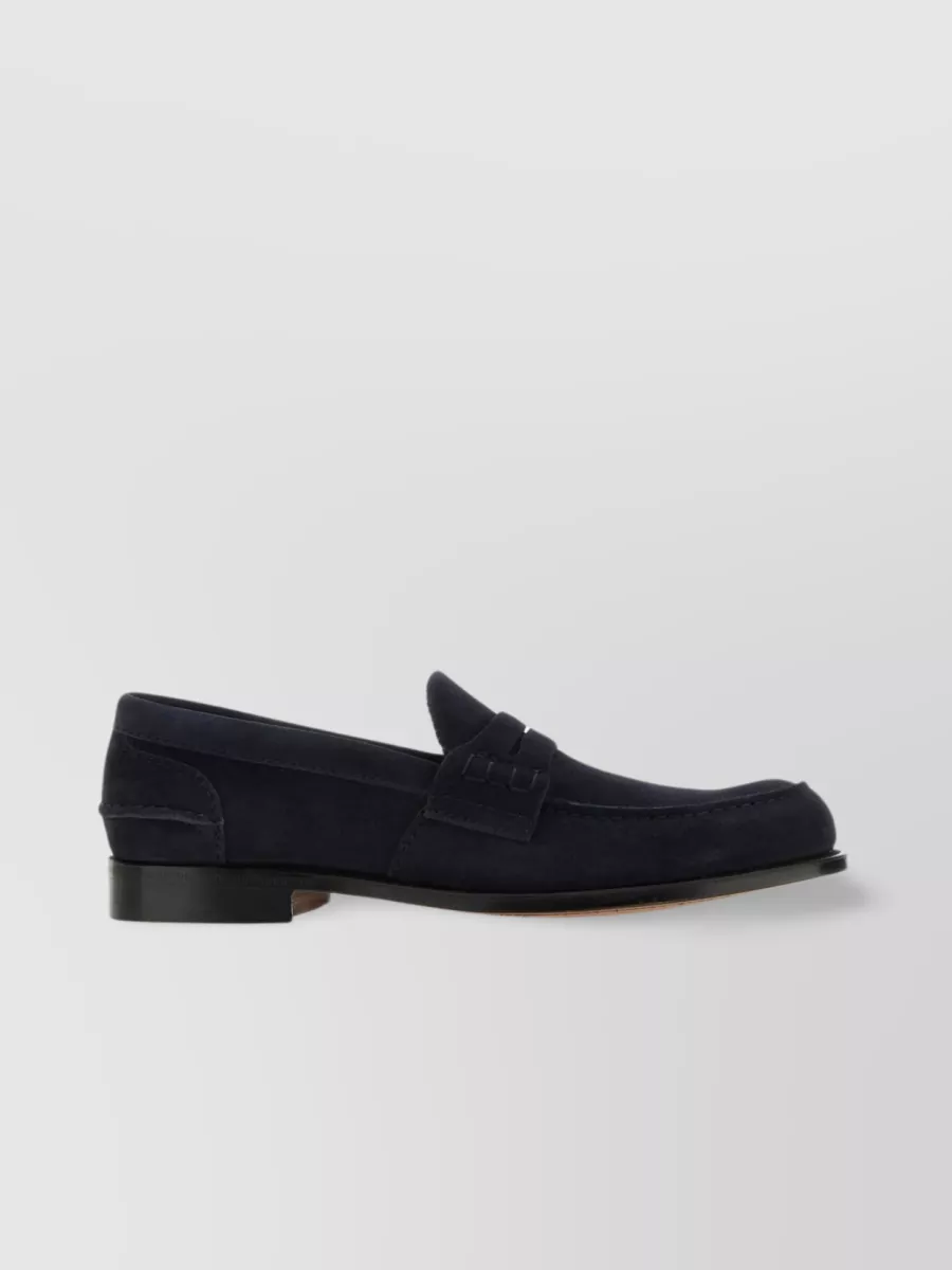 Shop Church's Suede Loafers With Penny Strap And Round Toe In Black