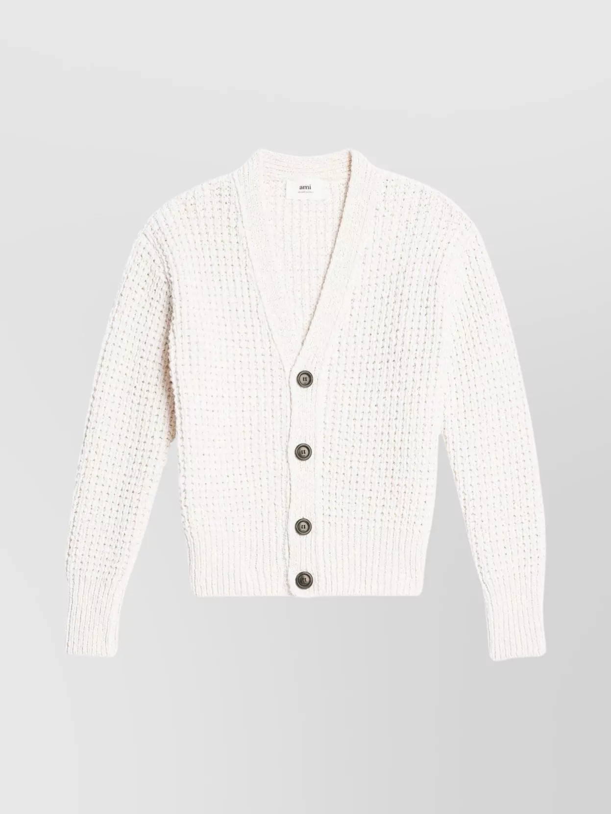 Shop Ami Alexandre Mattiussi Versatile Crewneck Knit Cardigan In White