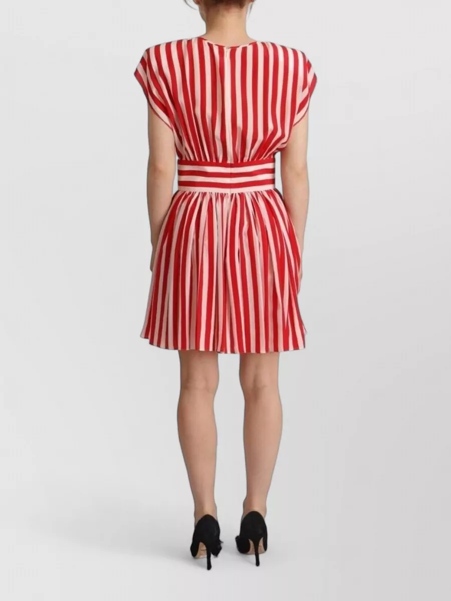Dolce&Gabbana Silk Striped Short-Sleeve Knee-Length Dress