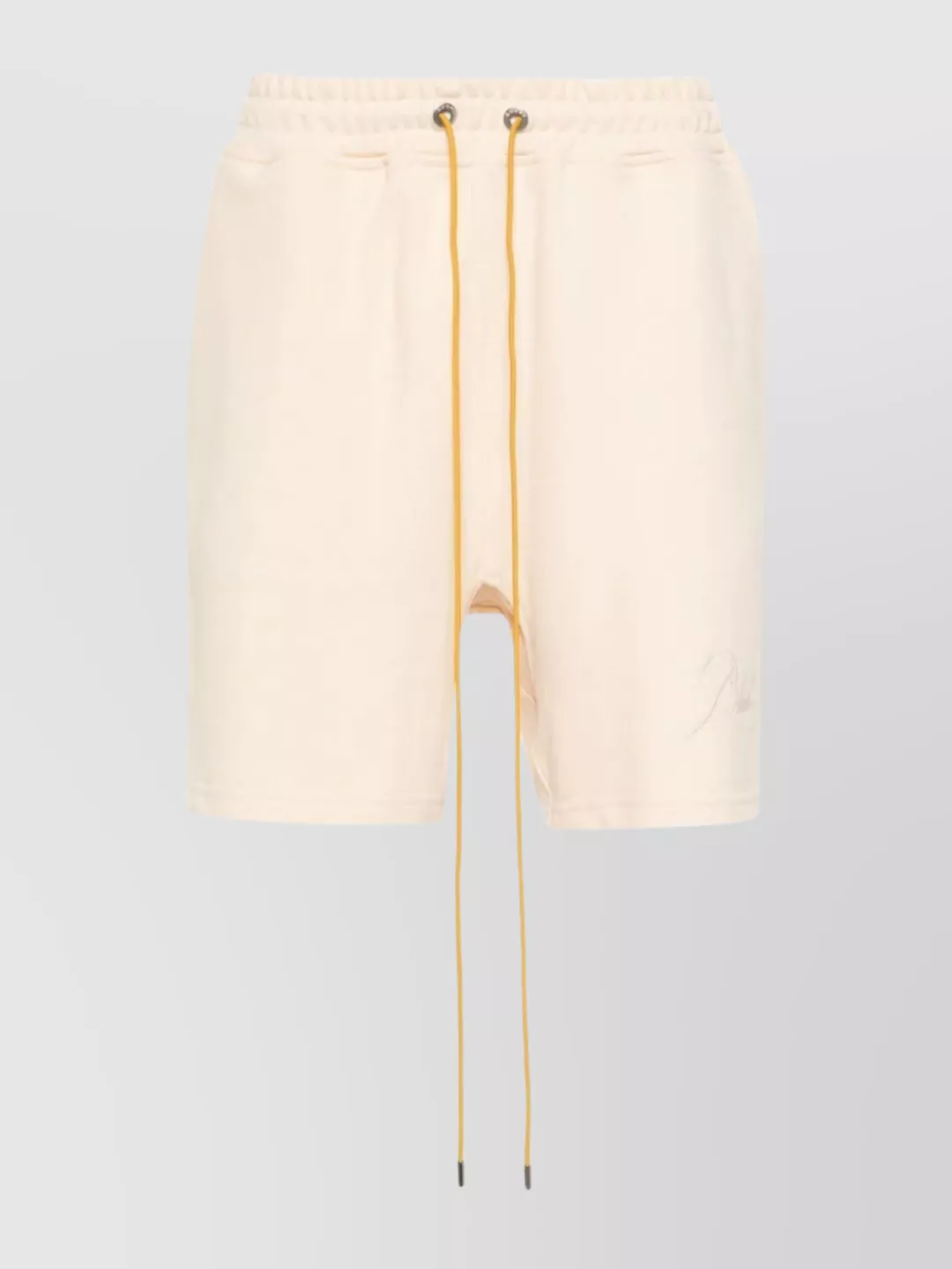 Shop Rhude Elastic Waistband Drawstring Pique Shorts In Cream