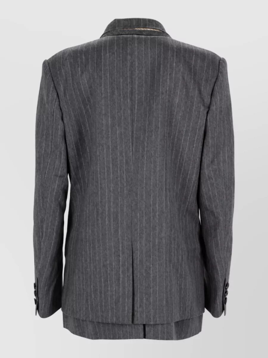 Sacai Wool pinstripe single-breasted suit jacket