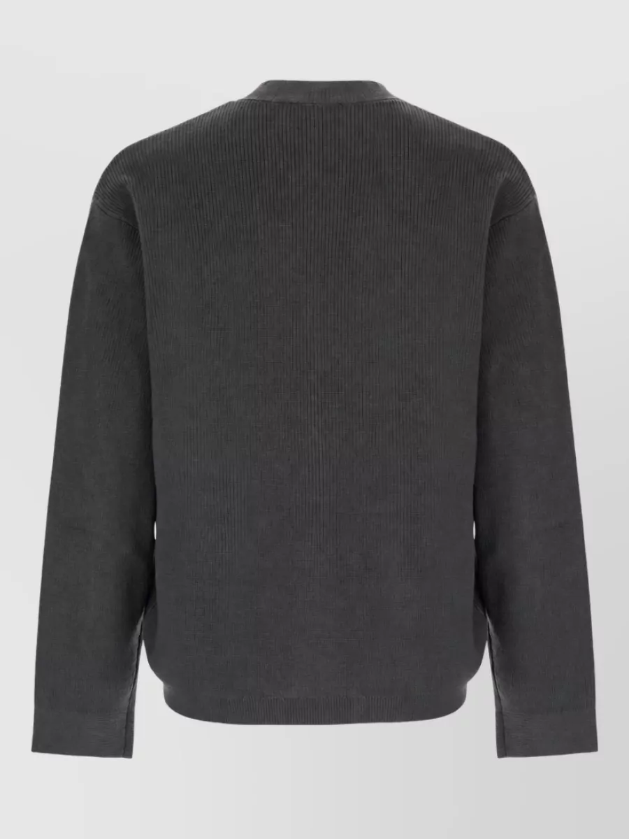 Emporio Armani Ribbed Virgin Wool Cotton Zip Jacket