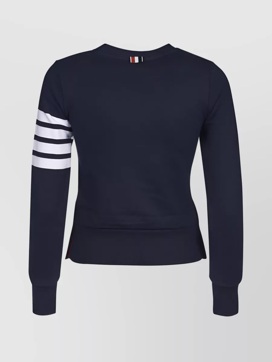 Shop Thom Browne Signature Stripe Crewneck Sweatshirt In Blue