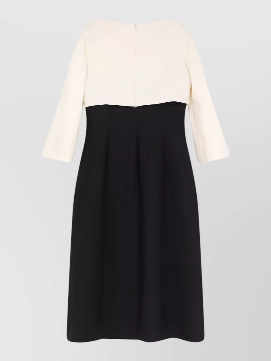 Valentino Crepe Midi Dress Knot Detail Contrast In Black