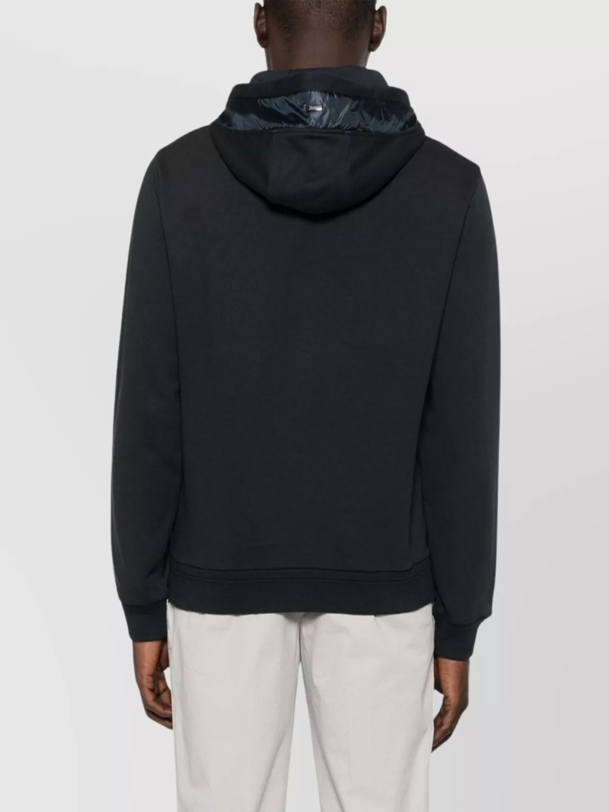 Herno Logo Cotton Hoodie With Drawstring Hood