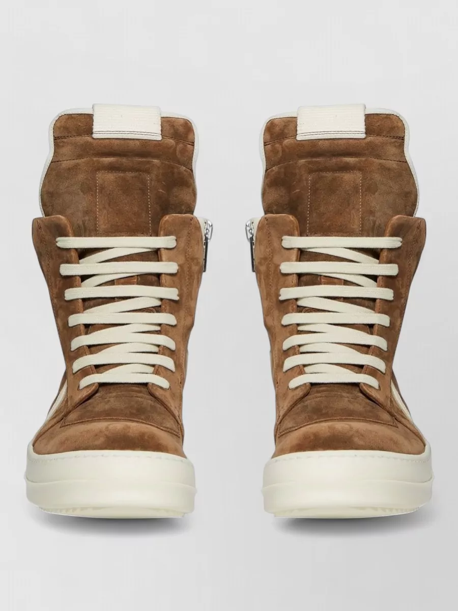 Rick Owens Leather Panelled High-Top Sneakers