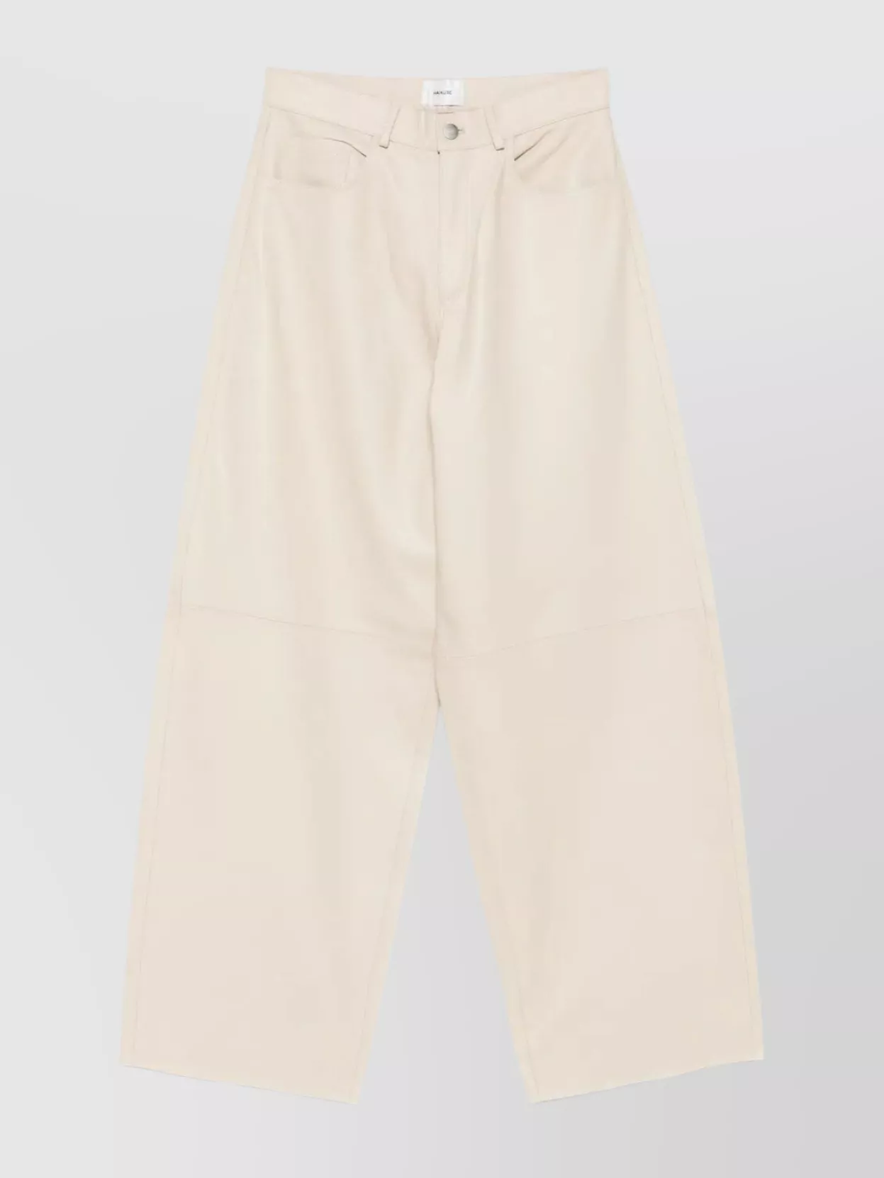 Haikure Wide Leg Leather Trousers With Belt Loops In White