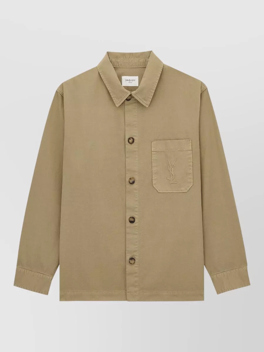Saint Laurent Cassandre Cotton Overshirt Pointed Collar Cuffs