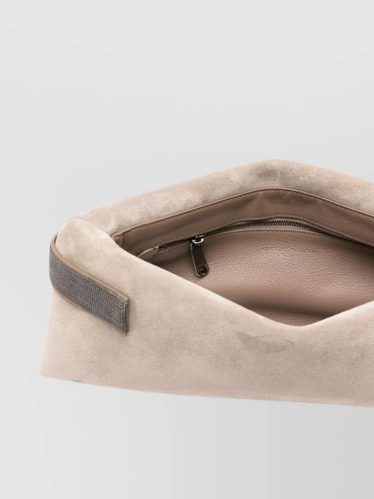 Brunello Cucinelli Grey suede leather clutch bag | The