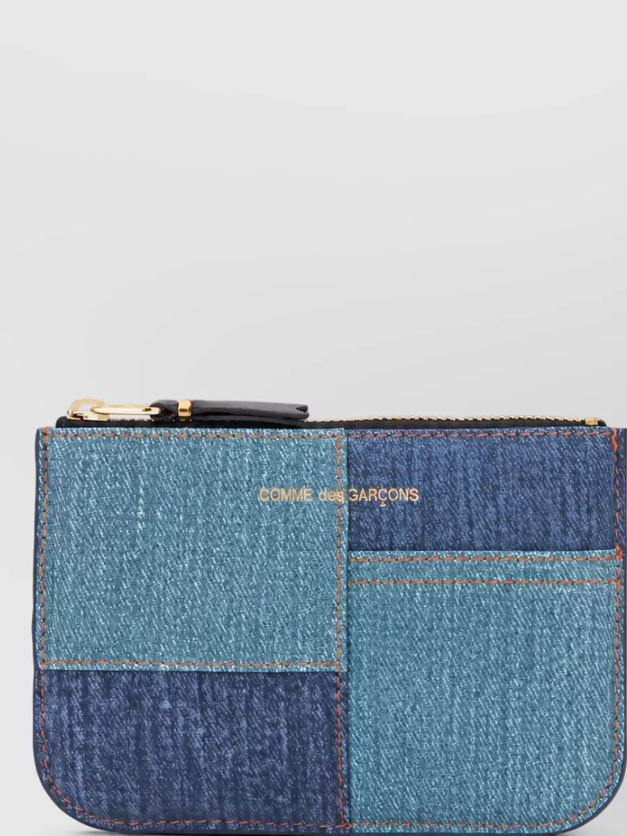 Comme Des Garçons Leather Denim Patchwork Clutch Bag