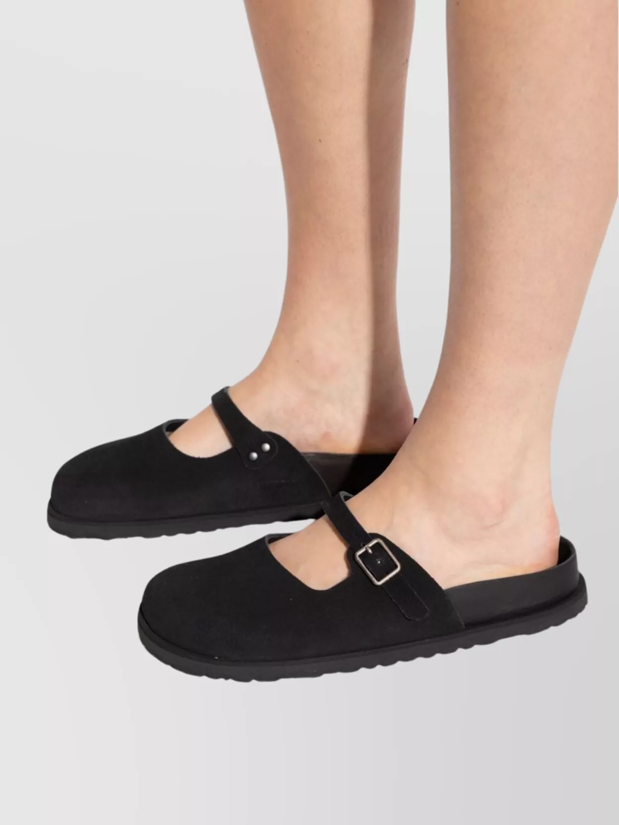 Birkenstock Suede Flat Sandals Buckle Detail