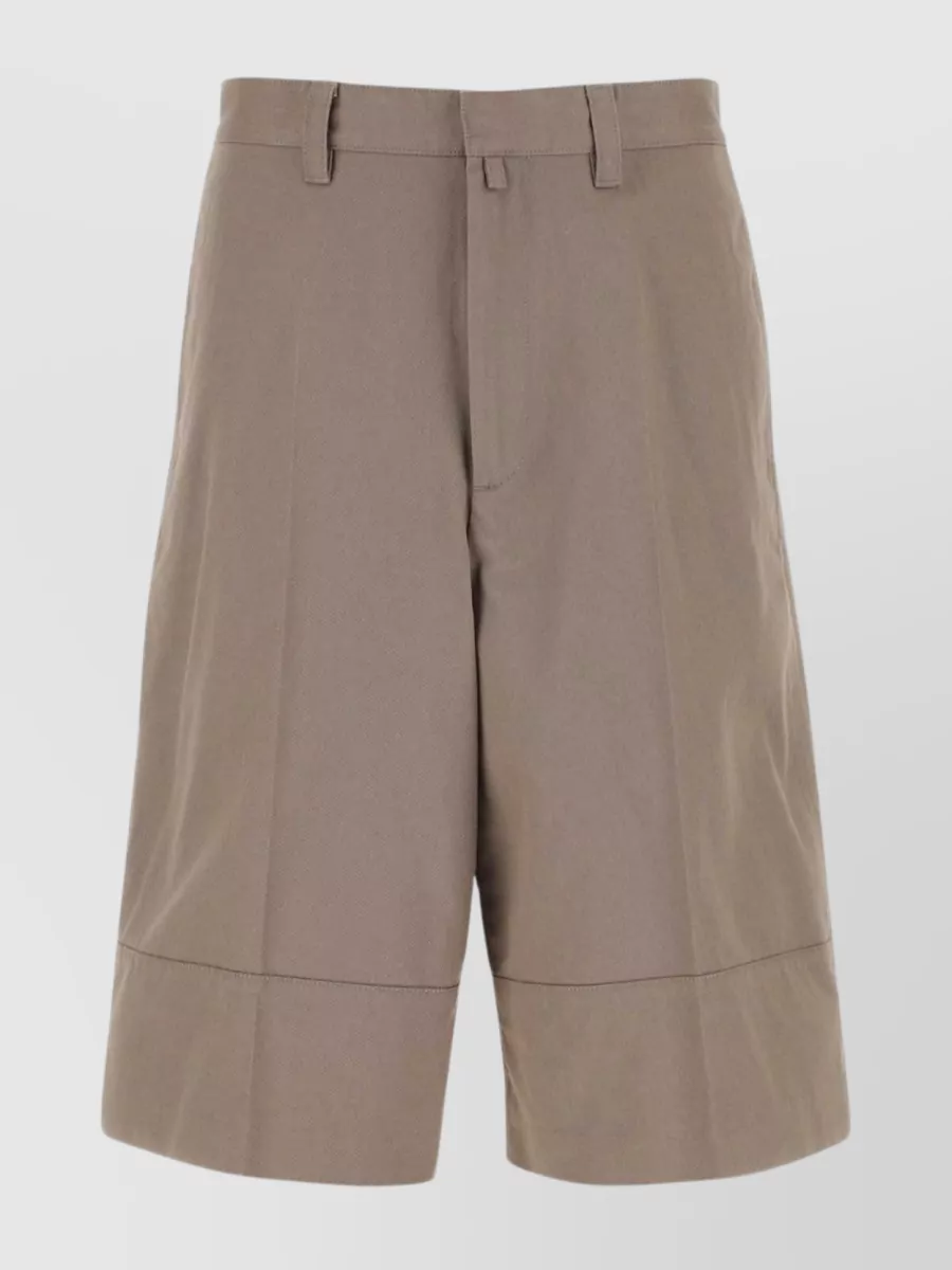Shop Ambush Cotton Bermuda Shorts With Wide Leg And Knee Length In Cream